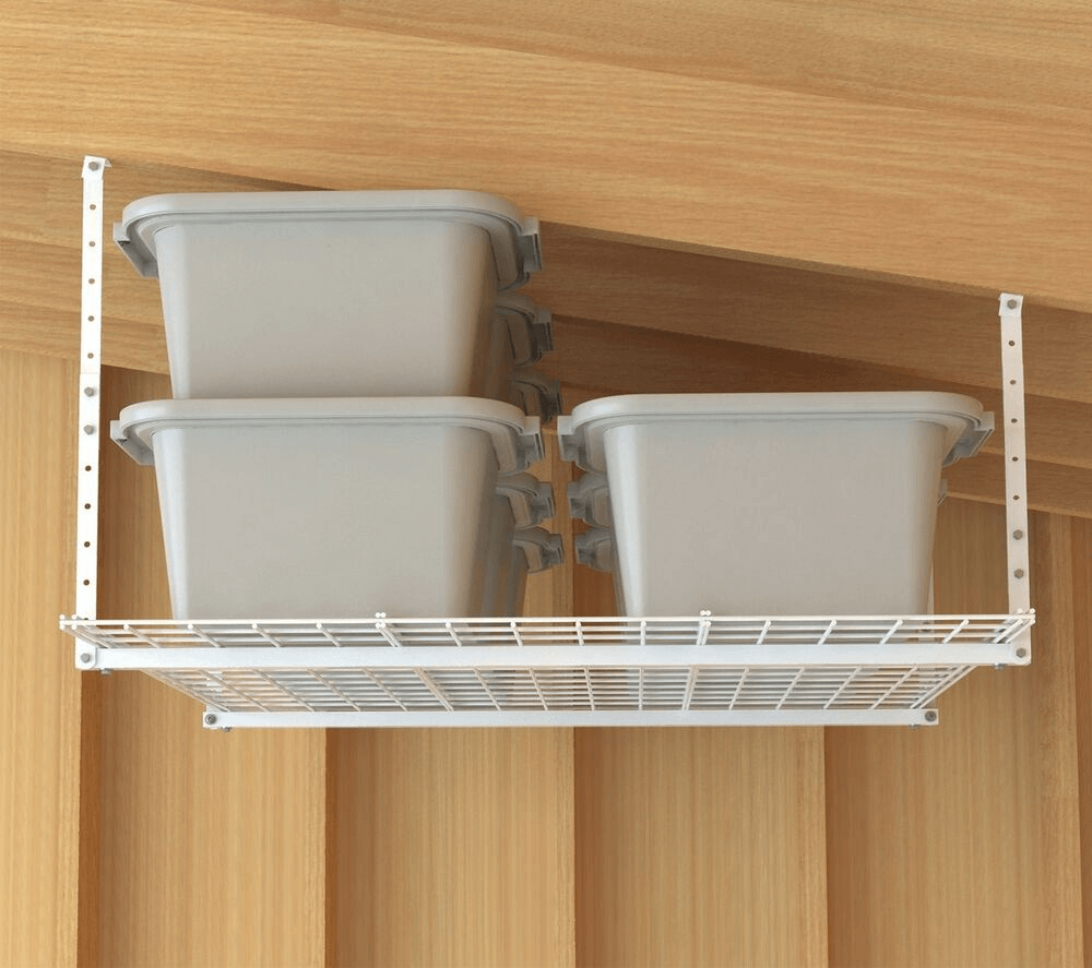 OVERHEAD STORAGE SHELVES FOR GARAGE MAKEOVER IDEAS