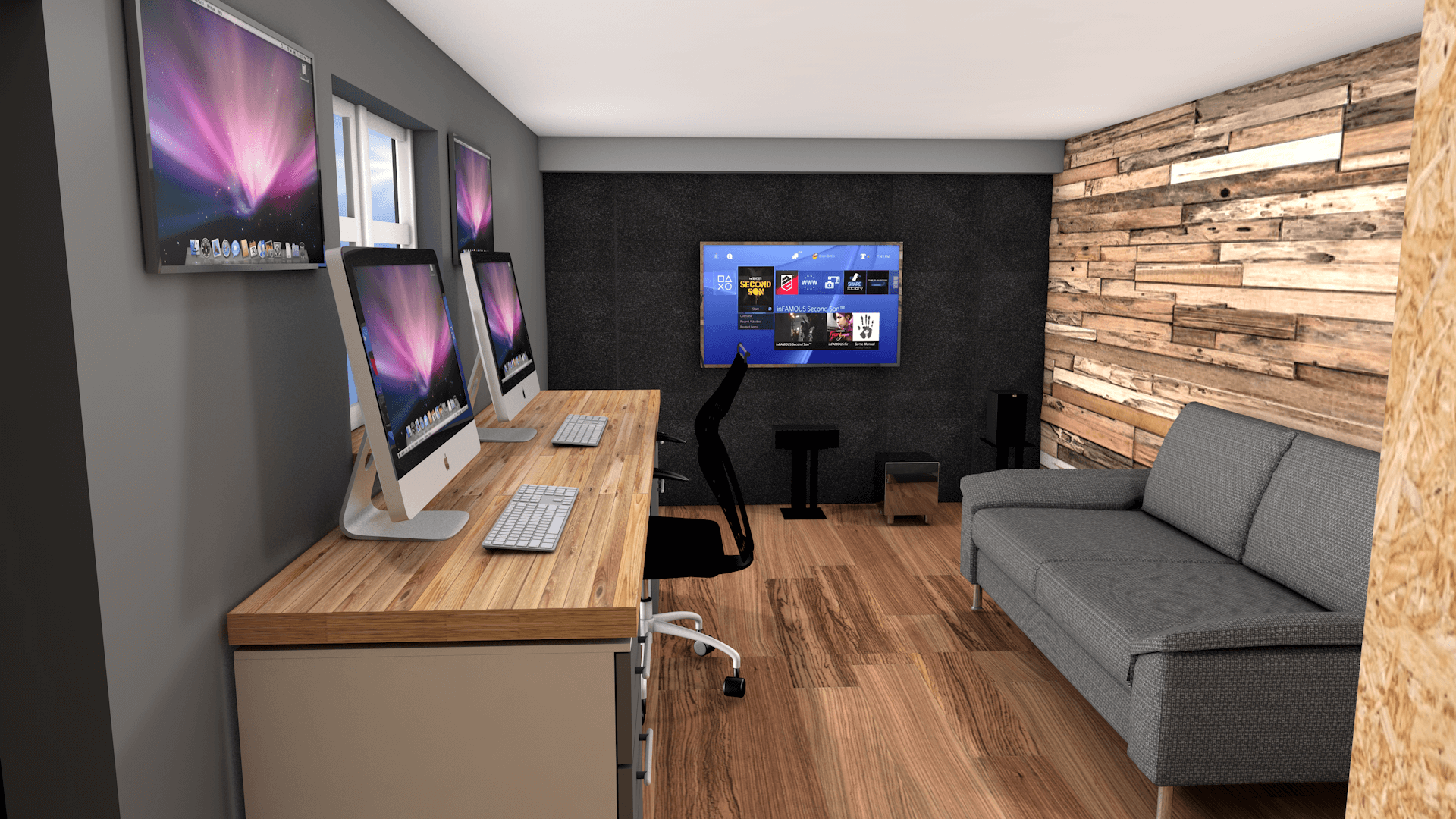 GARAGE MAKEOVER TO A MULTIMEDIA OFFICE
