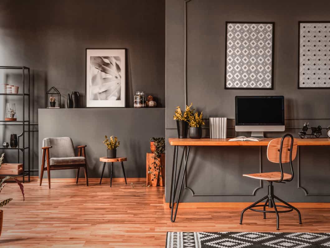 GARAGE MAKEOVER TO OFFICE RUSTIC INDUSTRIAL STYLE