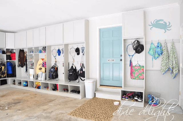 GARAGE SHOE ORGANIZATION IDEAS WITH FAMILY LOCKER