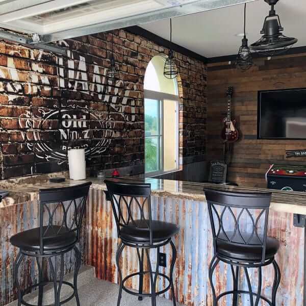 CAR GARAGE DECORATING IDEAS WITH A SMALL BAR