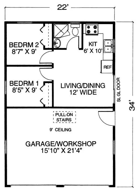 Garage with apartment one level