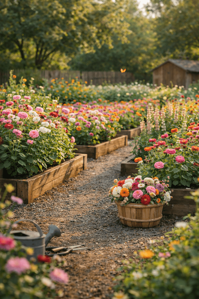 1 Raised Bed Cut Flower Garden Layout for Organized Harvesting