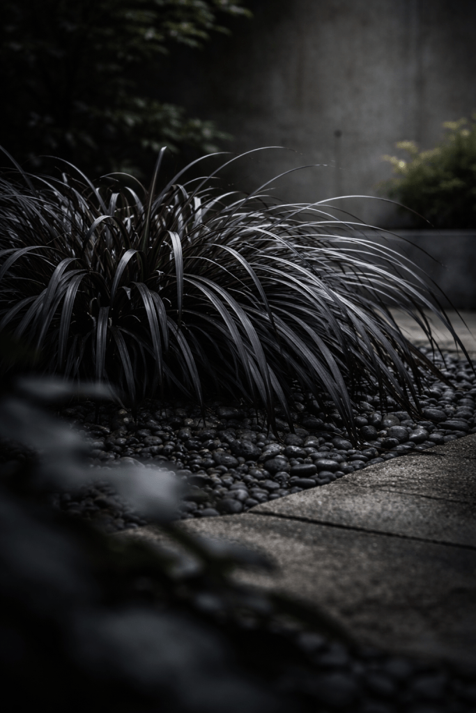 2 Black Mondo Grass Minimalist Gothic Perfection