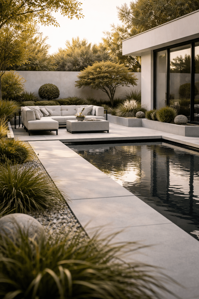 3. Modern Minimalist Backyard Oasis for a Clean and Calm Look