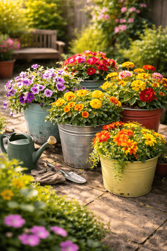 Best 3 Bucket Gardening Idea A Colorful Flower Bucket Garden
