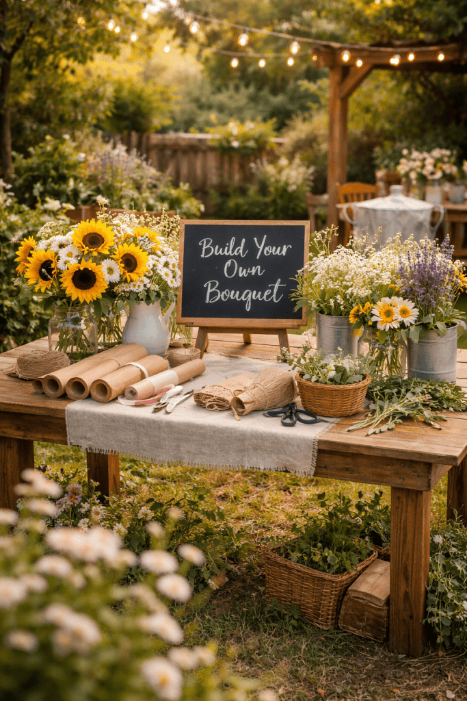 Best 3 Rustic Garden DIY Flower Bar for Outdoor Celebrations 