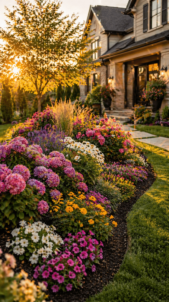 1 Beautiful Flower Berms Landscaping Ideas for Colorful Curb Appeal