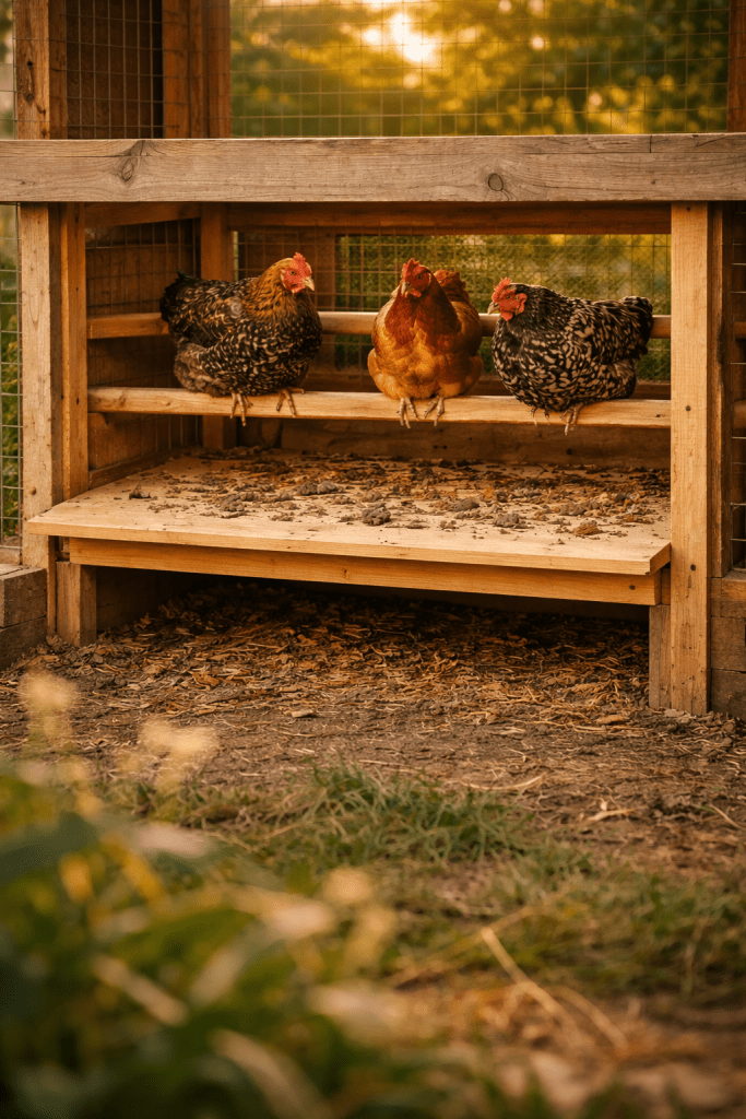 1 Simple Wooden Poop Shelf Chicken Coop Design 