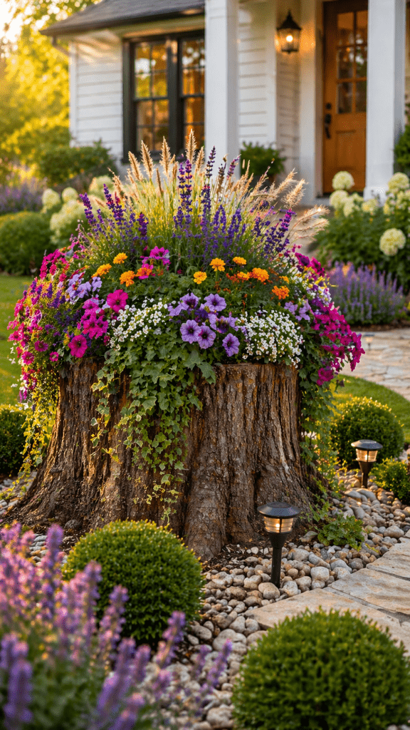 1 Tree Stump Flower Planter for Instant Color