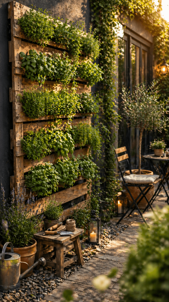 1 Vertical Pallet Herb Wall for Small Spaces