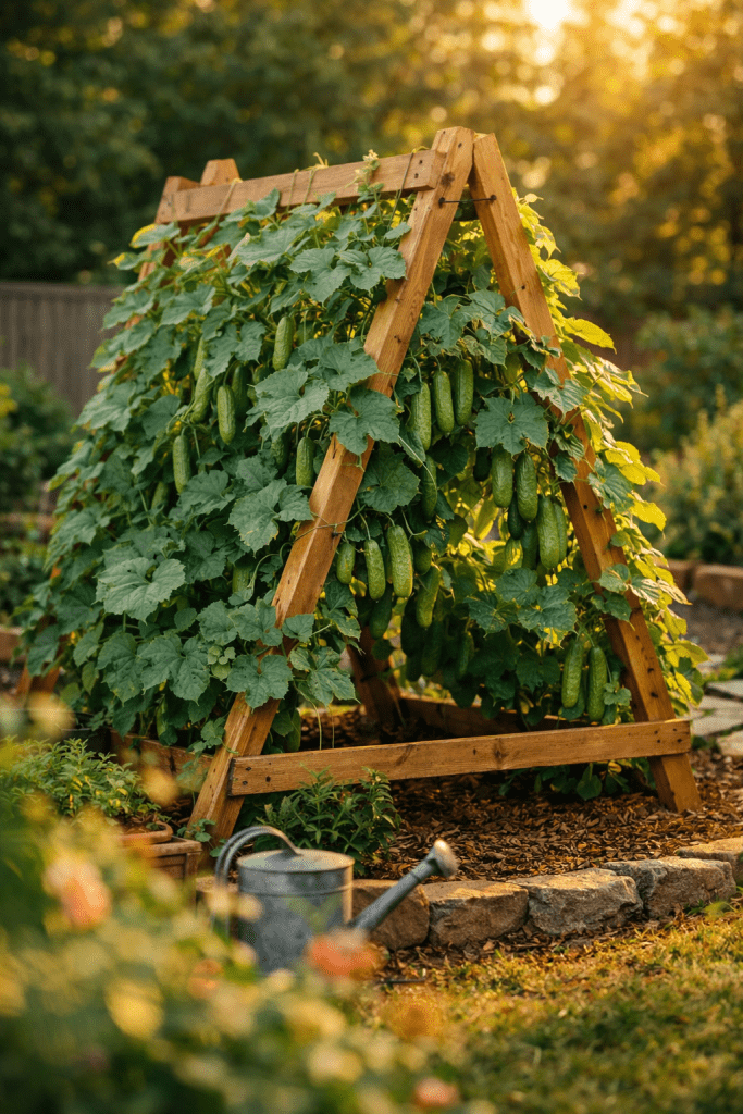 1. A Frame Cucumber Trellis Ideas for Stability and High Yield