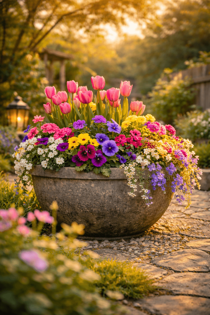 1. Color Explosion Spring Planter Ideas for Instant Impact