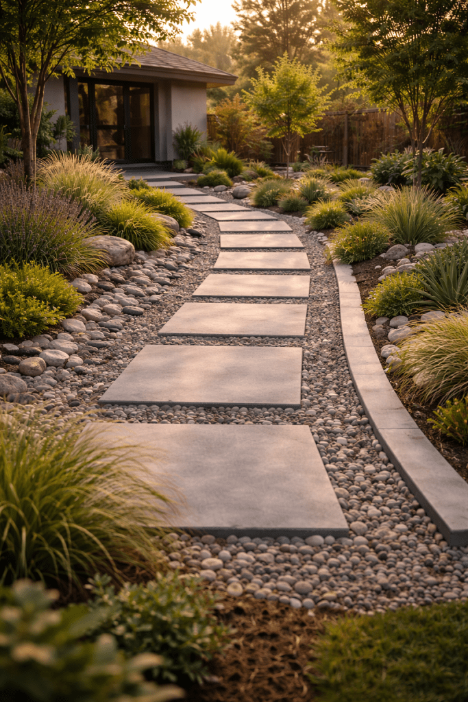 2 Modern River Rock Pathways That Elevate Your Garden