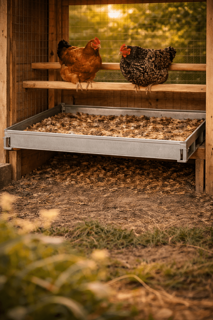 2 Removable Tray Poop Shelf Chicken Coop