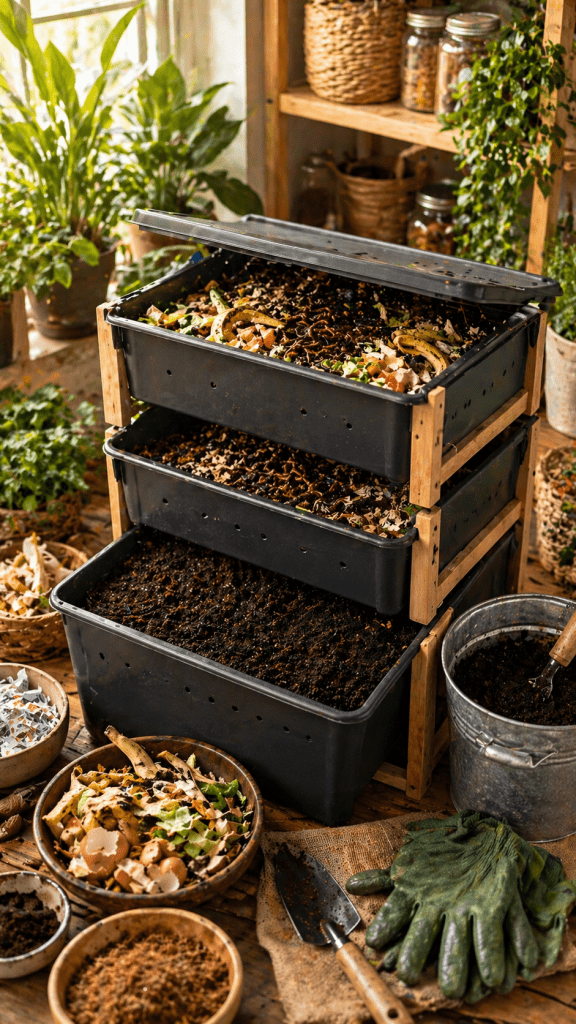 2 Stackable DIY Worm Compost Bin for Faster Harvesting