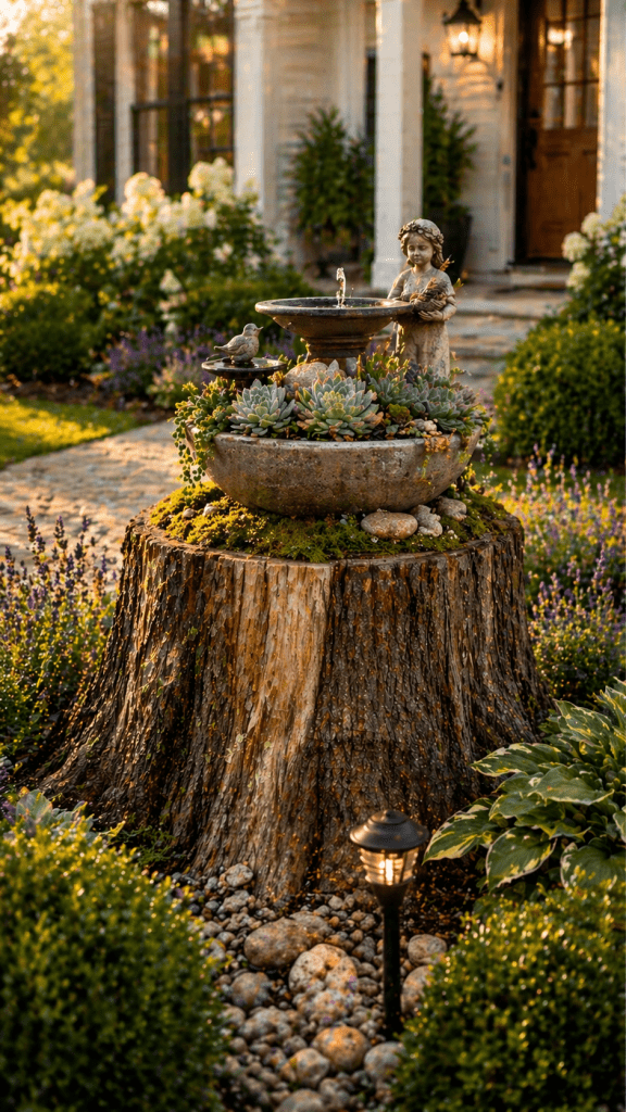 3 Tree Stump Mini Sculpture Garden Feature