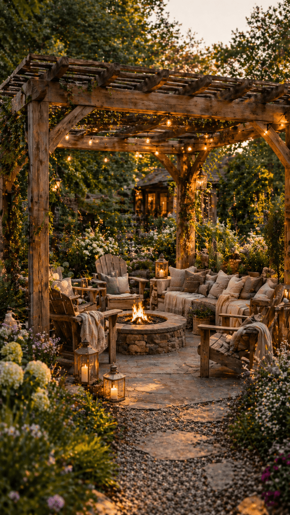 Best 2 Rustic Cozy Fire Pit Pergola Designs That Feel Like a Nature Retreat