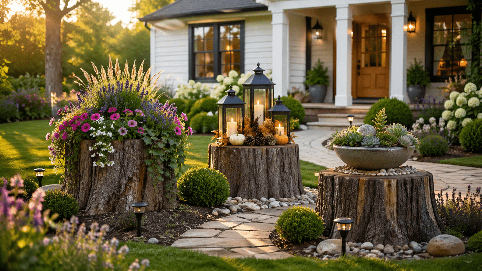 Best 3 Tree Stump Ideas Outdoor Front Yard That Make Your Curb Appeal ...