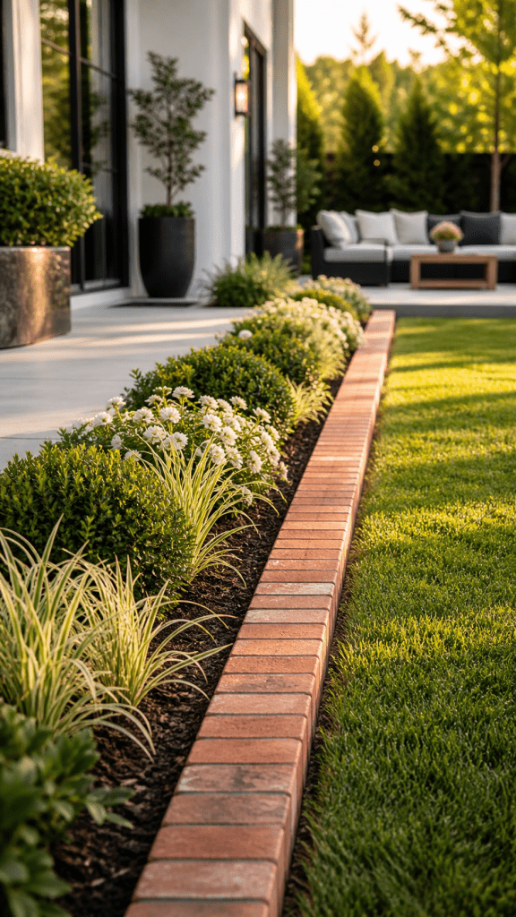 1 Classic Straight Brick Landscape Edging for Clean and Modern Lines