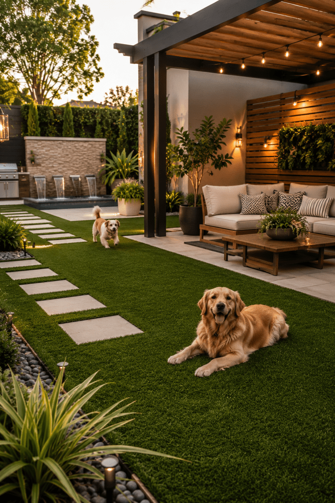 1 Modern Pet Friendly Backyards With Artificial Grass
