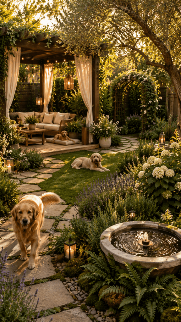 2 Natural Pet Friendly Backyards With Shade Gardens