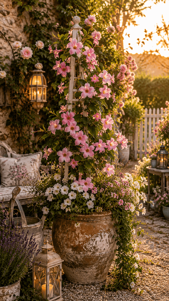 2 The Romantic Cottage Garden Mandevilla Planter