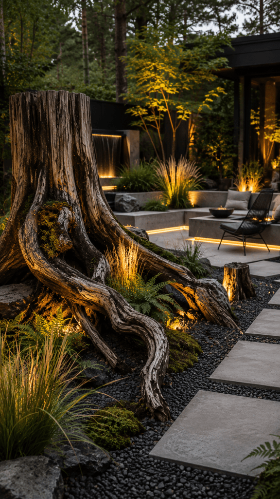 3. Modern Minimalist Stumpery Garden
