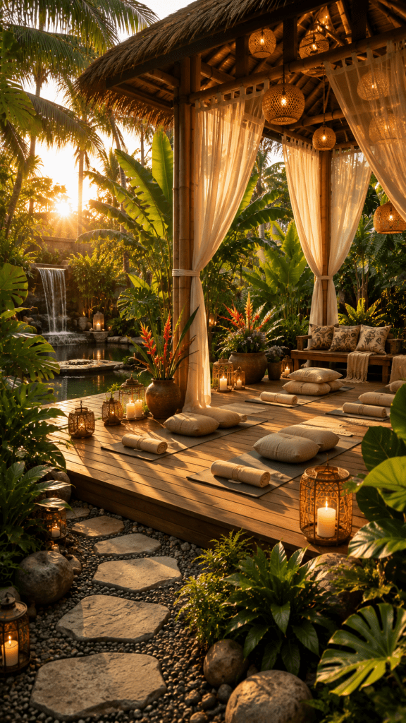 3. Tropical Outdoor Yoga and Meditation Spaces