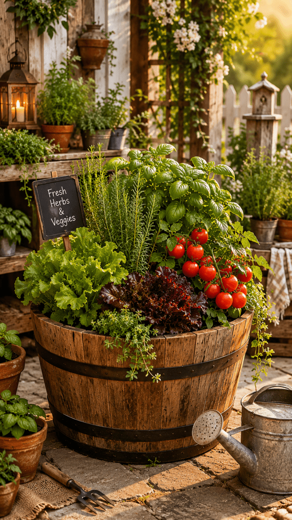 Best 2 The Rustic Vegetable and Herb Half Barrel Garden