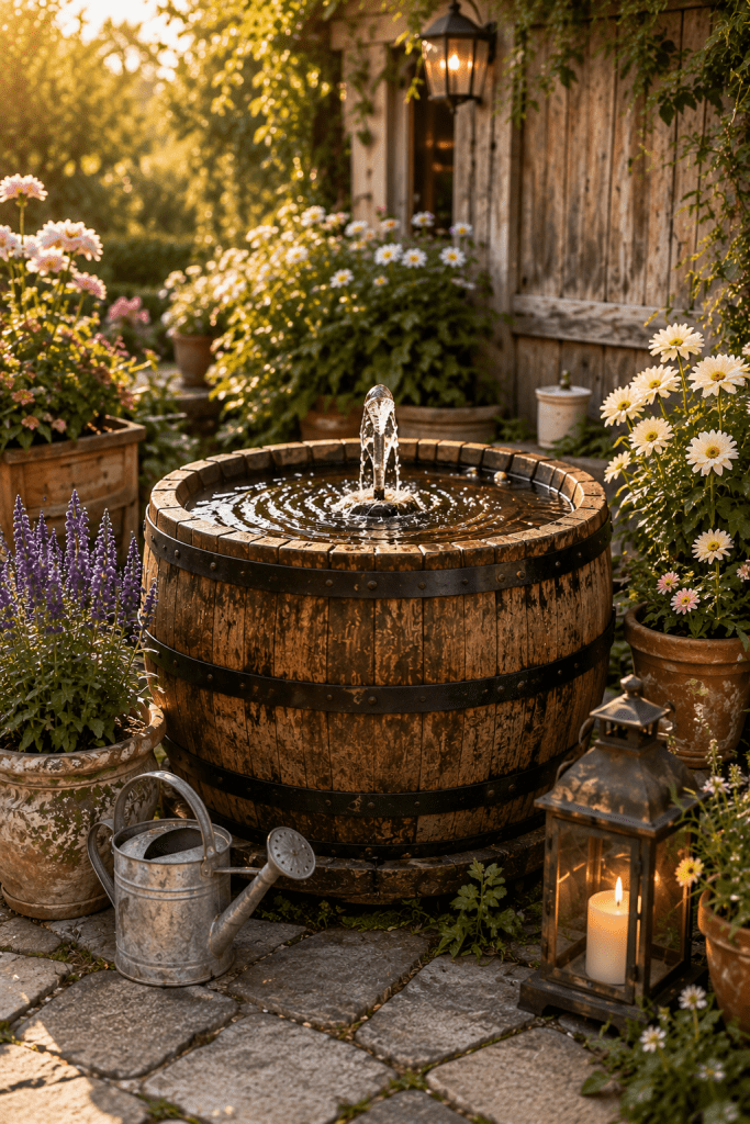 Best Small Fountain Idea Number Three Rustic Barrel Fountain Charm