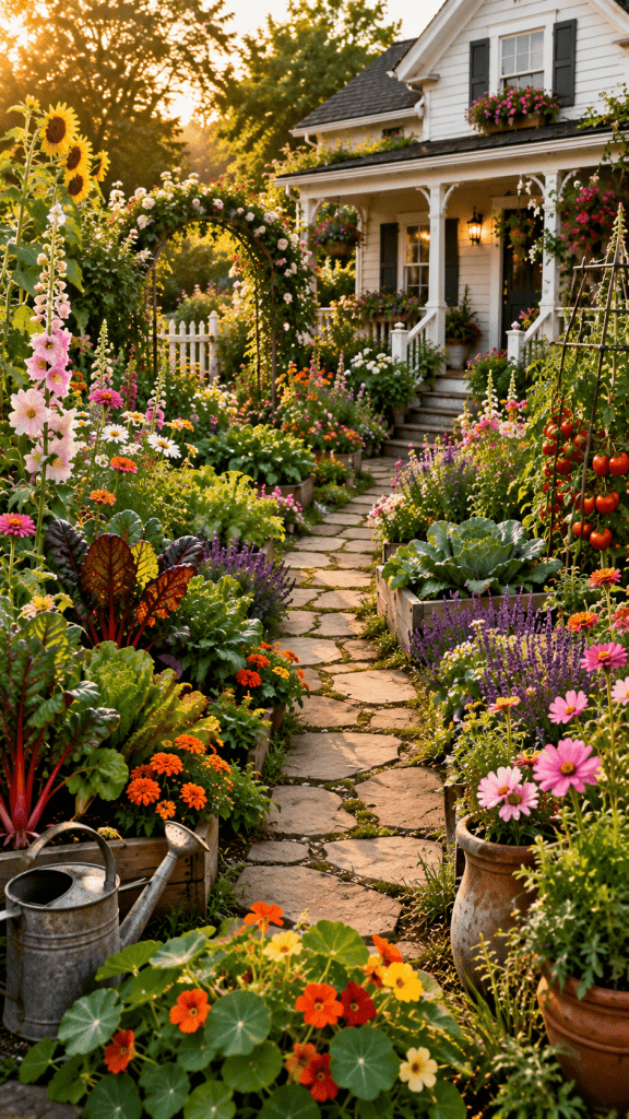 2. Cottage Style Front Yard Vegetable Gardens Full Of Color And Charm