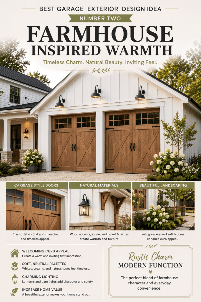 Best Garage Exterior Design Idea Number Two Farmhouse Inspired Warmth