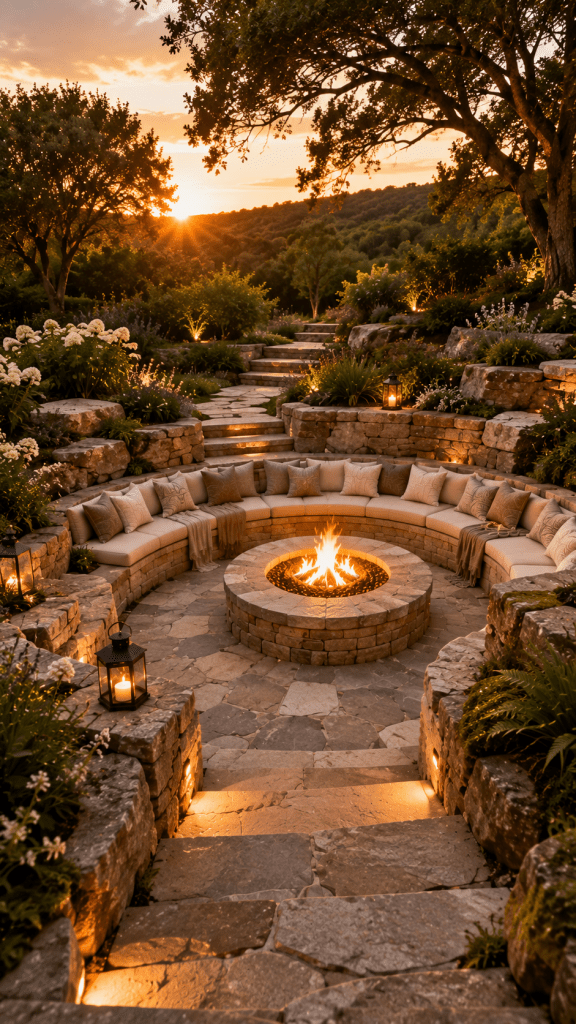 🥈 Best 2 Natural Stone Sunken Fire Pits and Seating