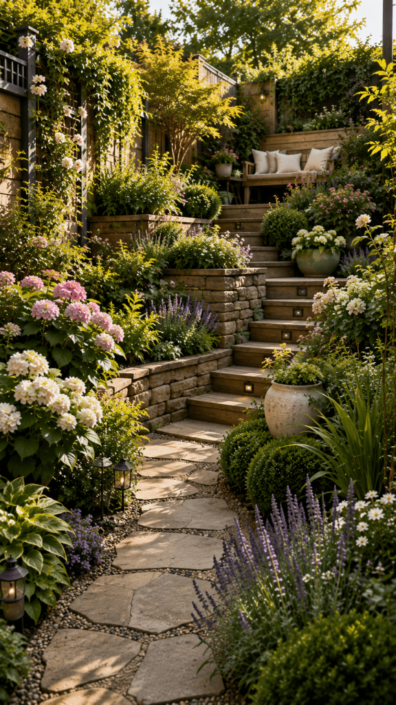 🥉 Outside Ideas for Small Garden Spaces With Multi-Level Garden Design