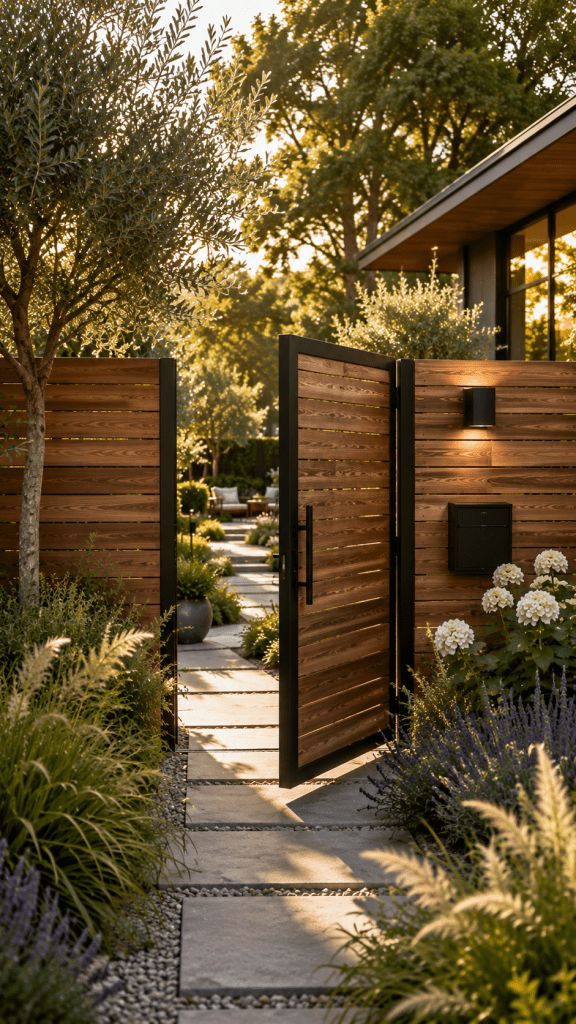 🥇 Best 1 Modern Horizontal Wood Garden Gates and Fencing