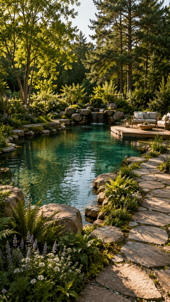 🥈 Best 2 Natural Garden Pool Designs Inspired by Lakes and Forest Retreats