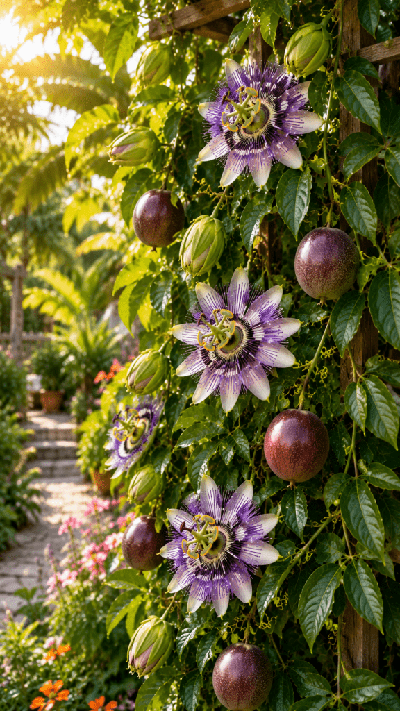 🥉 3. Purple Passion Fruit Vine (Passiflora edulis)