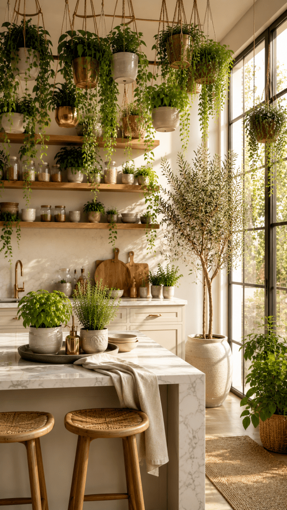 🥉 Best 3 Kitchen Plant Decor with Hanging Greenery