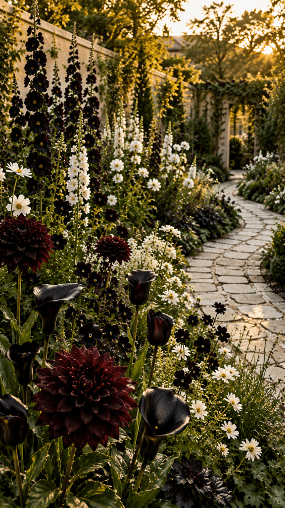 🥇 Best 1 Layered Black and White Flower Border