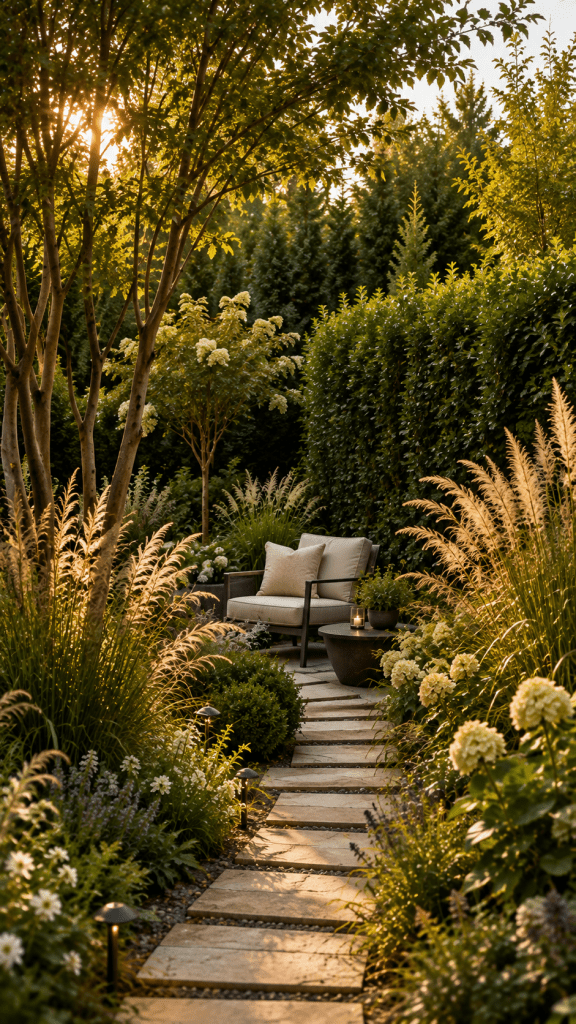 🥇 Best 1 Layered Living Privacy Garden With Trees Hedges and Ornamental Grasses