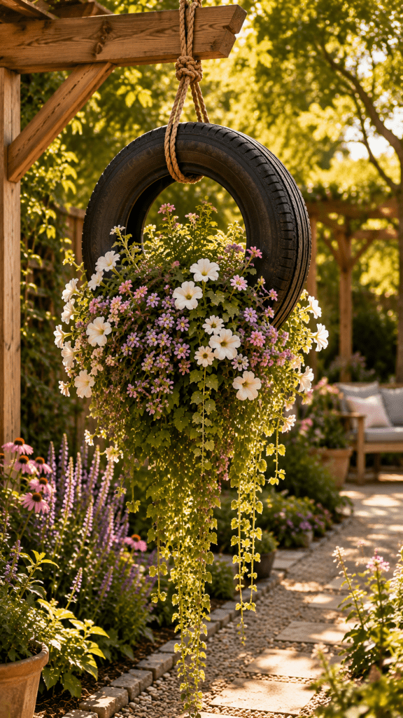 🥇 Platz 1 Suspended Cascading Flower Tire Planter