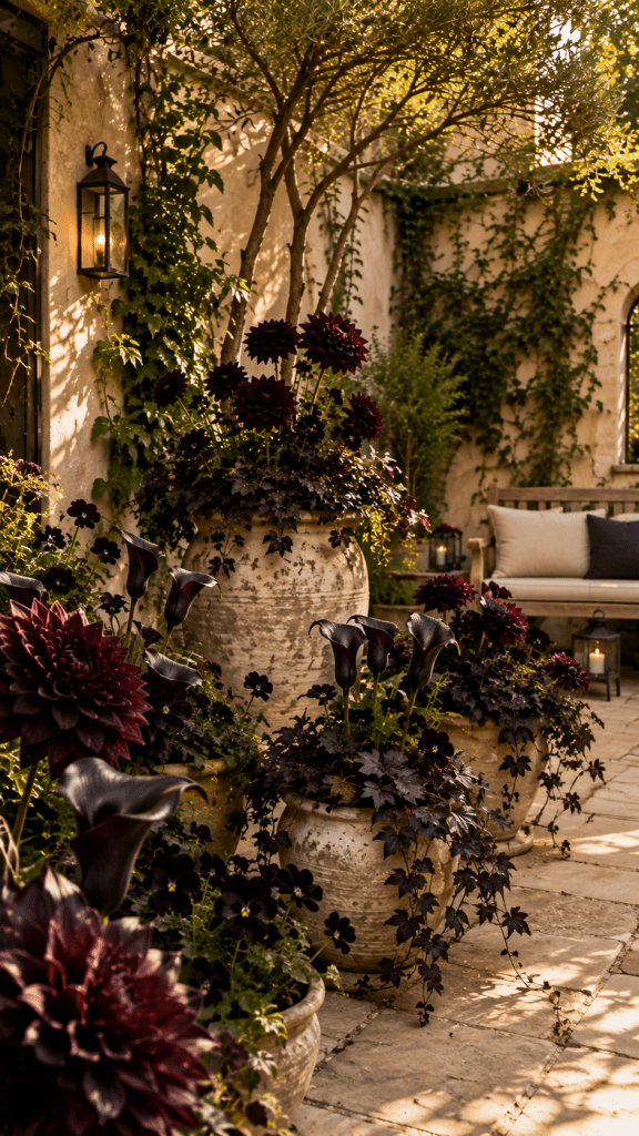 🥈 Best 2 Moody Black Flower Courtyard Garden