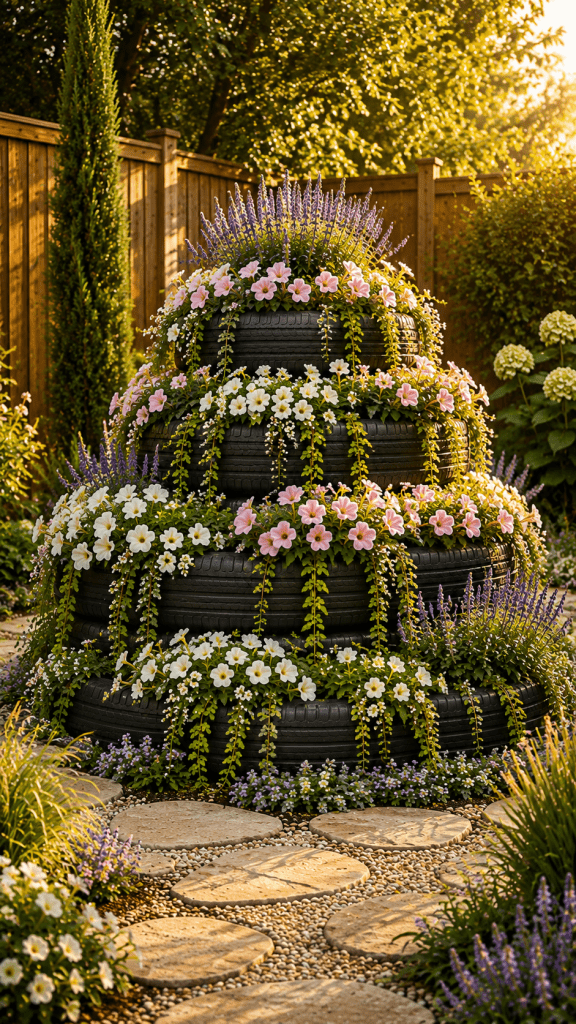 🥈 Platz 2 Tiered Cascading Tire Planter
