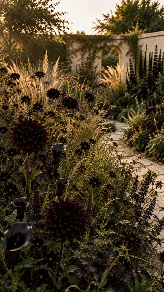 🥉 Best 3 Naturalistic Midnight Meadow Black Flower Garden