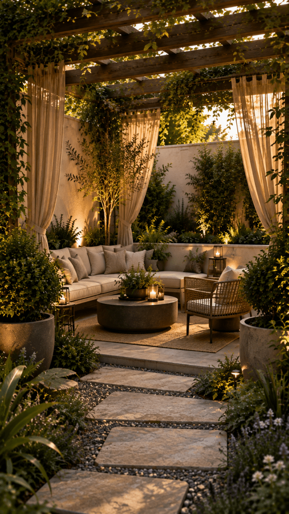 🥉 Best 3 Private Outdoor Room With Strategic Walls Curtains and Greenery