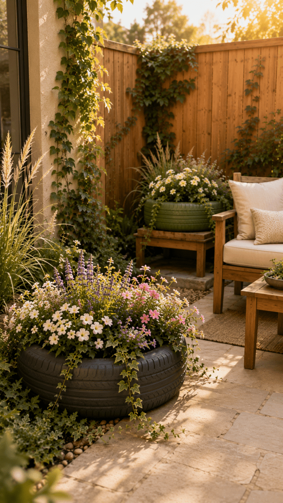 🥉 Platz 3 Mini Tire Garden Patio Arrangement