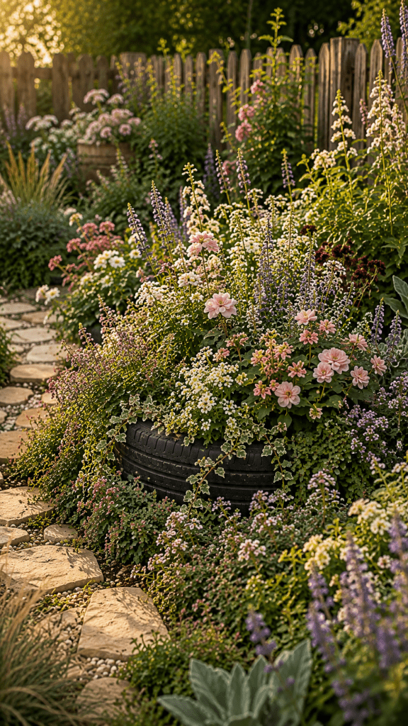🥉 Platz 3 Naturalized Cottage Tire Flower Bed