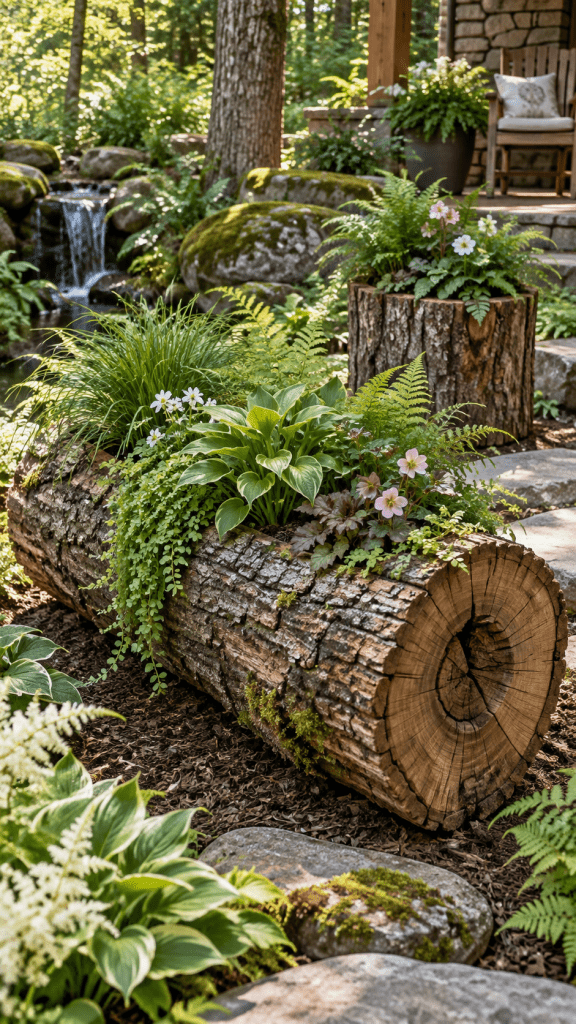 Tree Bark Garden Ideas Number 3 Turn Bark Covered Logs Into Sculptural Planters
