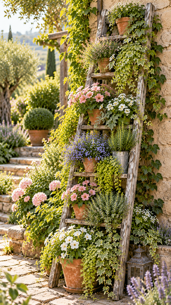 🥇 Best 1 Turn an Old Ladder Into a Cascading Vertical Planter